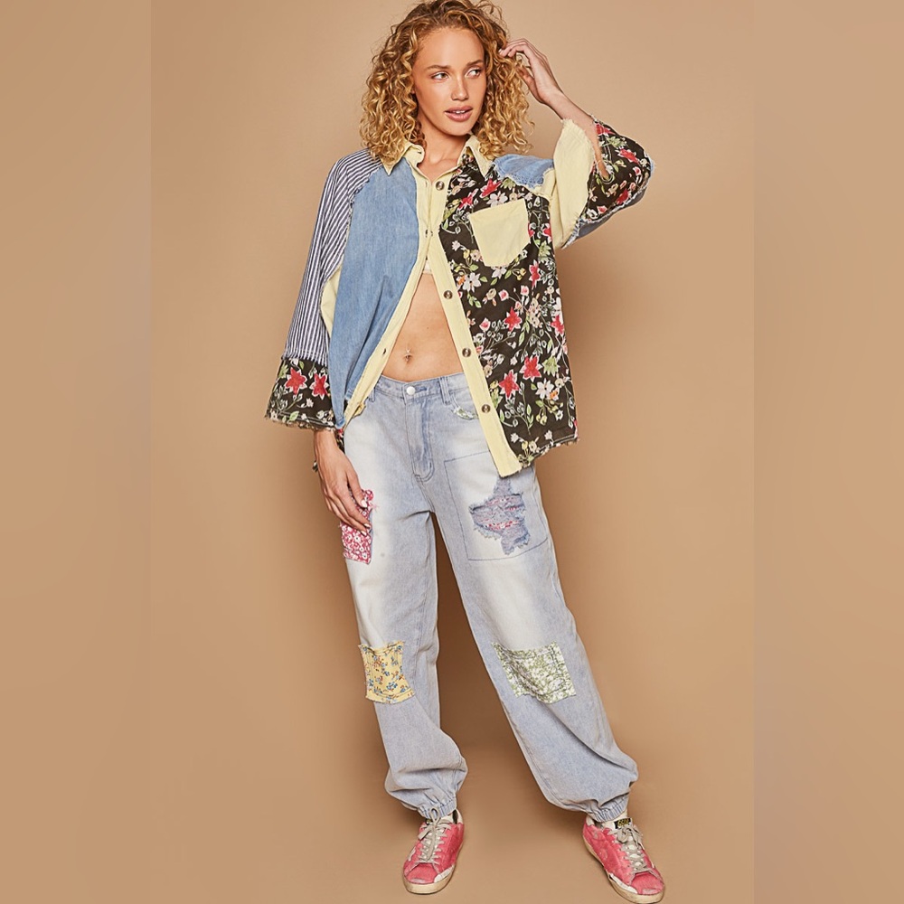 POL Multicolor Patchwork Jacket Size Medium - Picture 4 of 10